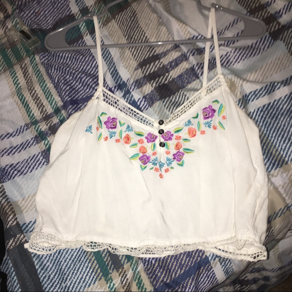 LA hearts floral button tank top